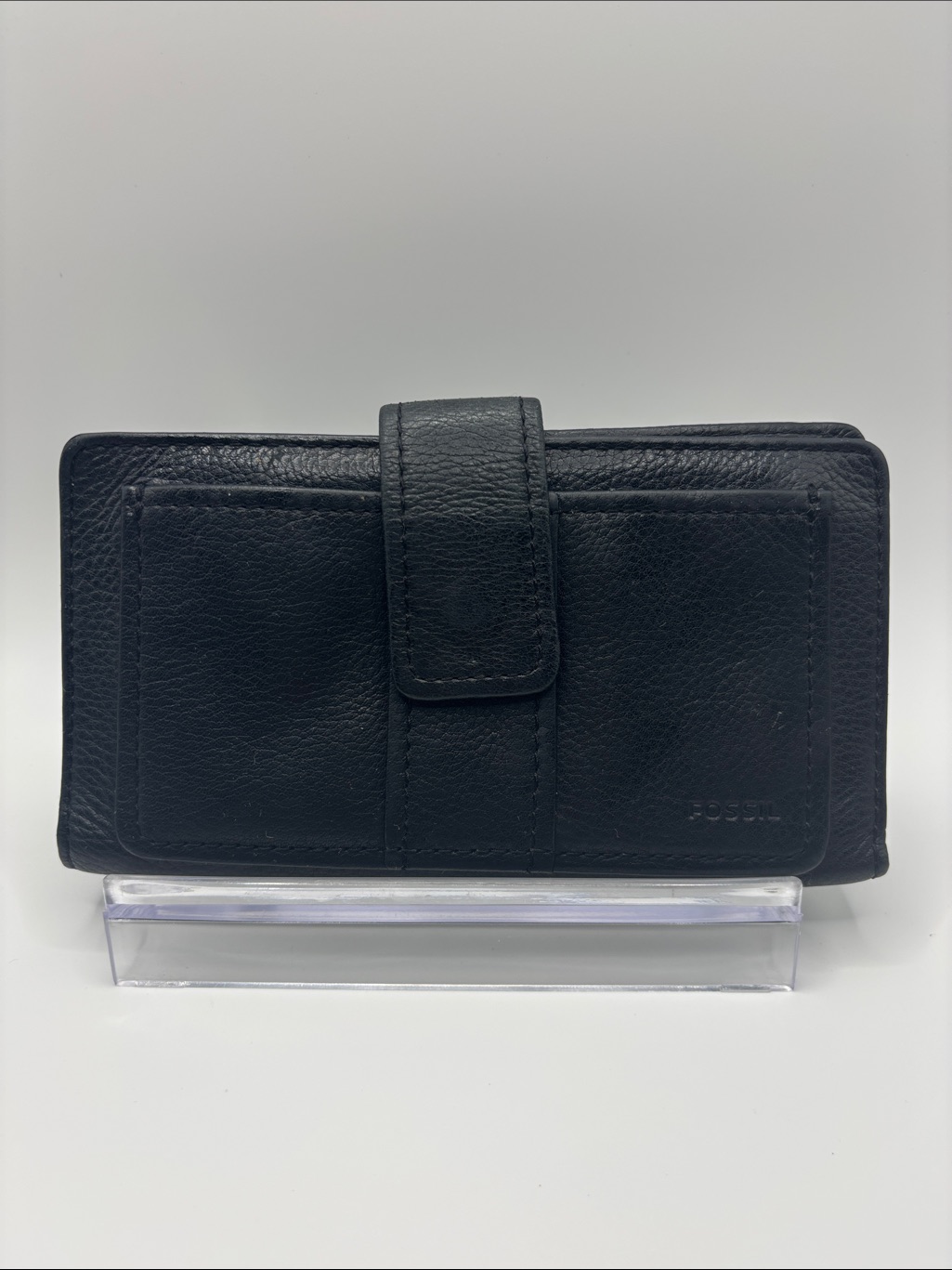 Fossil Black Leather Snap-Closure Wallet
